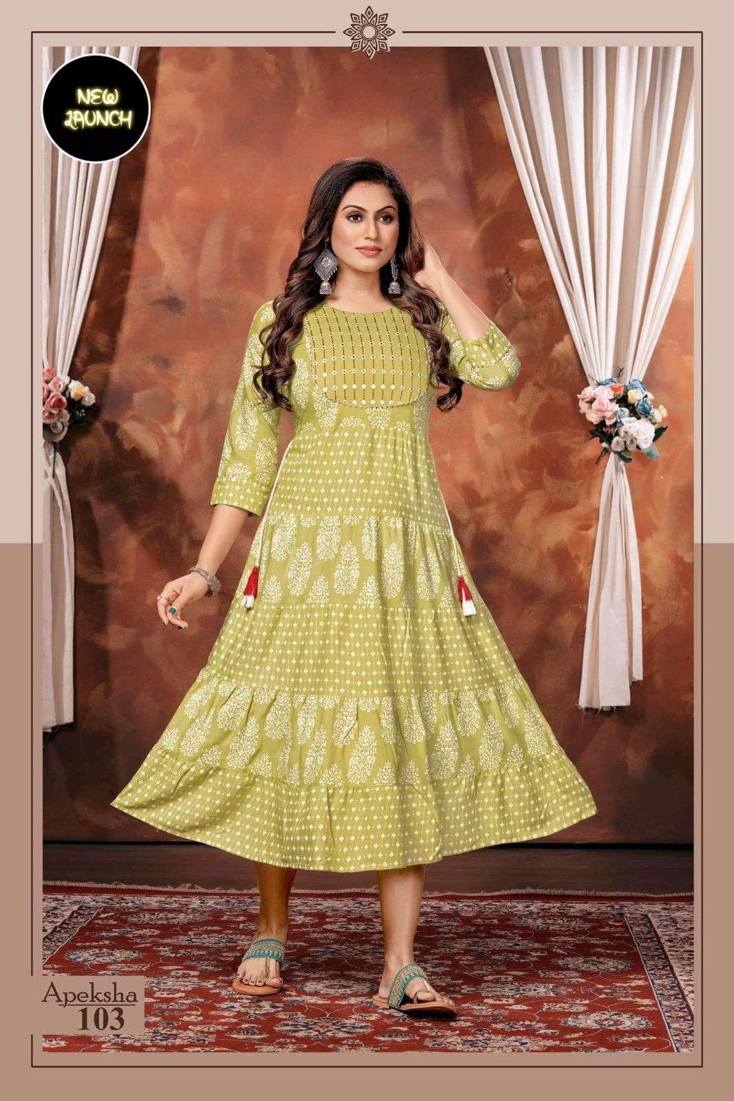Beauty Queen Apeksha Catalog Heavy Rayon Printed Long Kurtis Wholesale