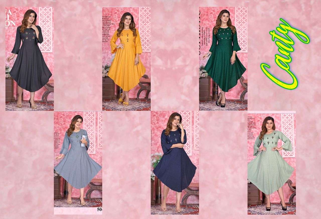 Beauty Queen Canty Vol 1 Catalog Rayon Embroidery Kurtis