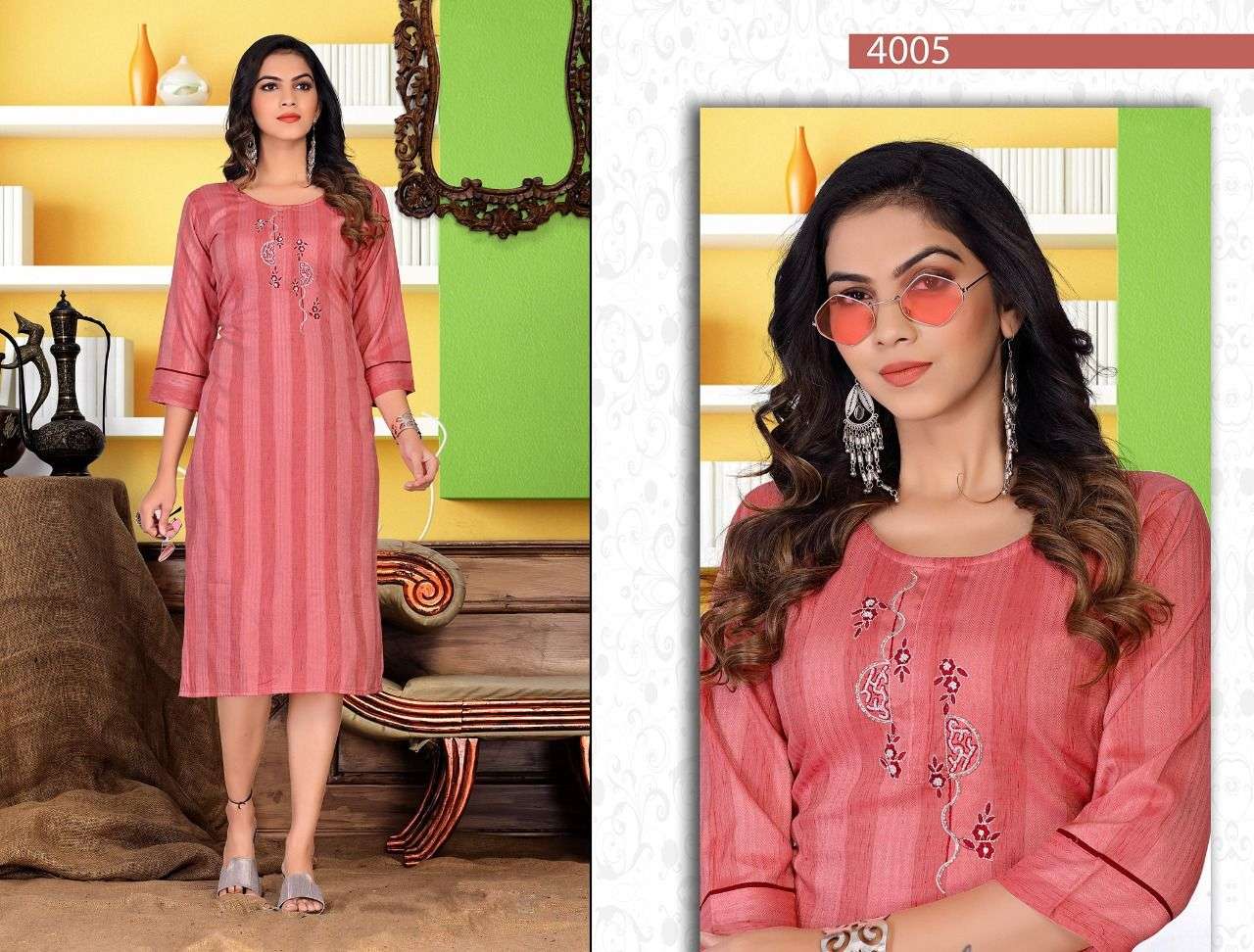 Beauty Queen Heart Beat Catalog Rayon Straight Kurtis For Women