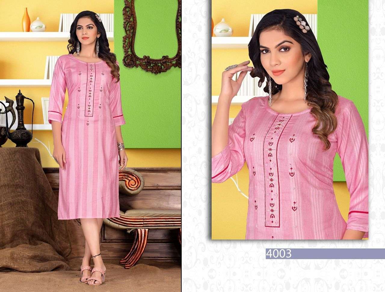Beauty Queen Heart Beat Catalog Rayon Straight Kurtis For Women