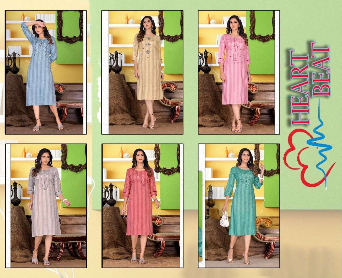 Beauty Queen Heart Beat Catalog Rayon Straight Kurtis For Women