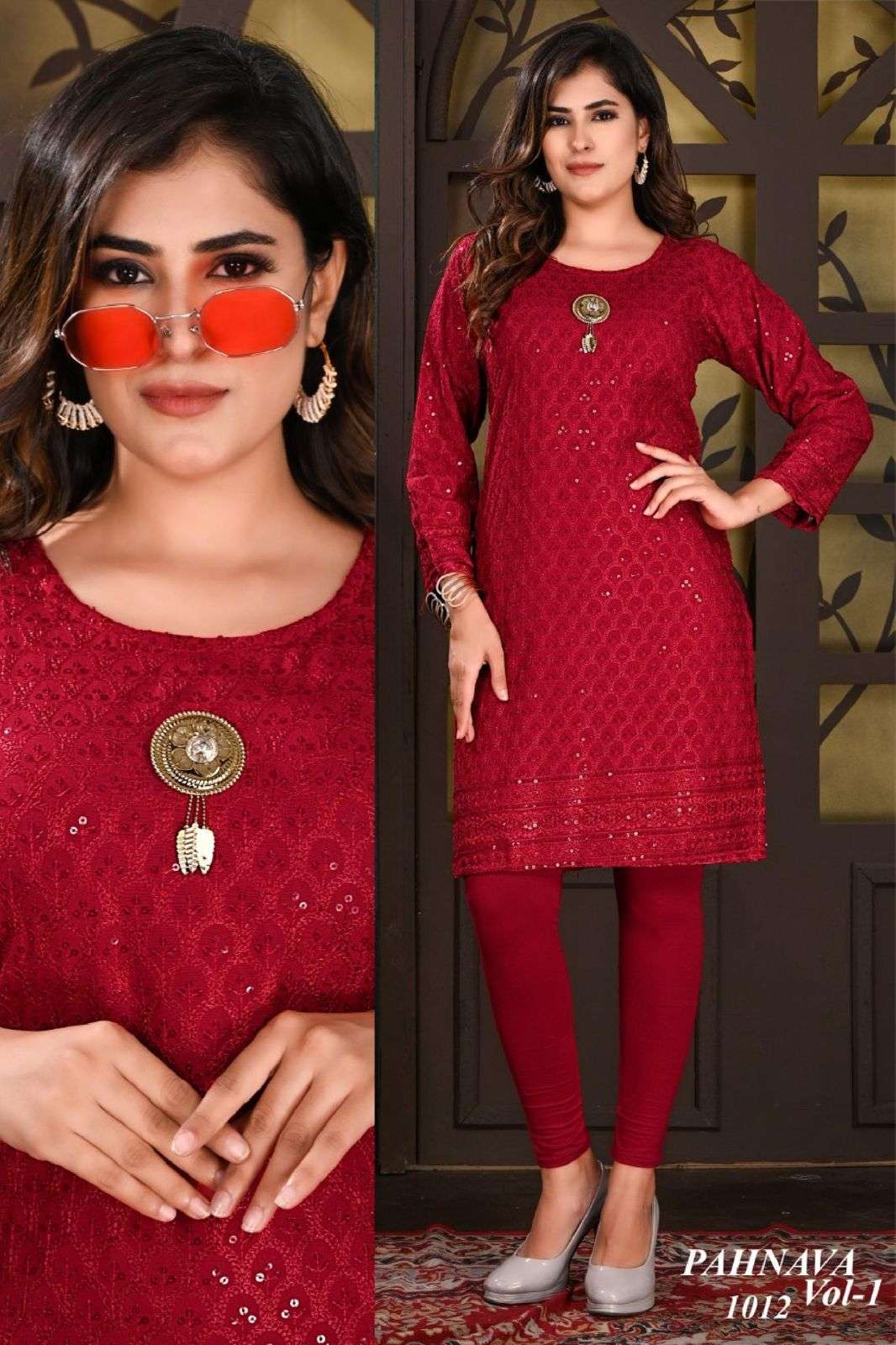 Beauty Queen Pahnava Vol 1 Catalog Rayon Designer Kurtis