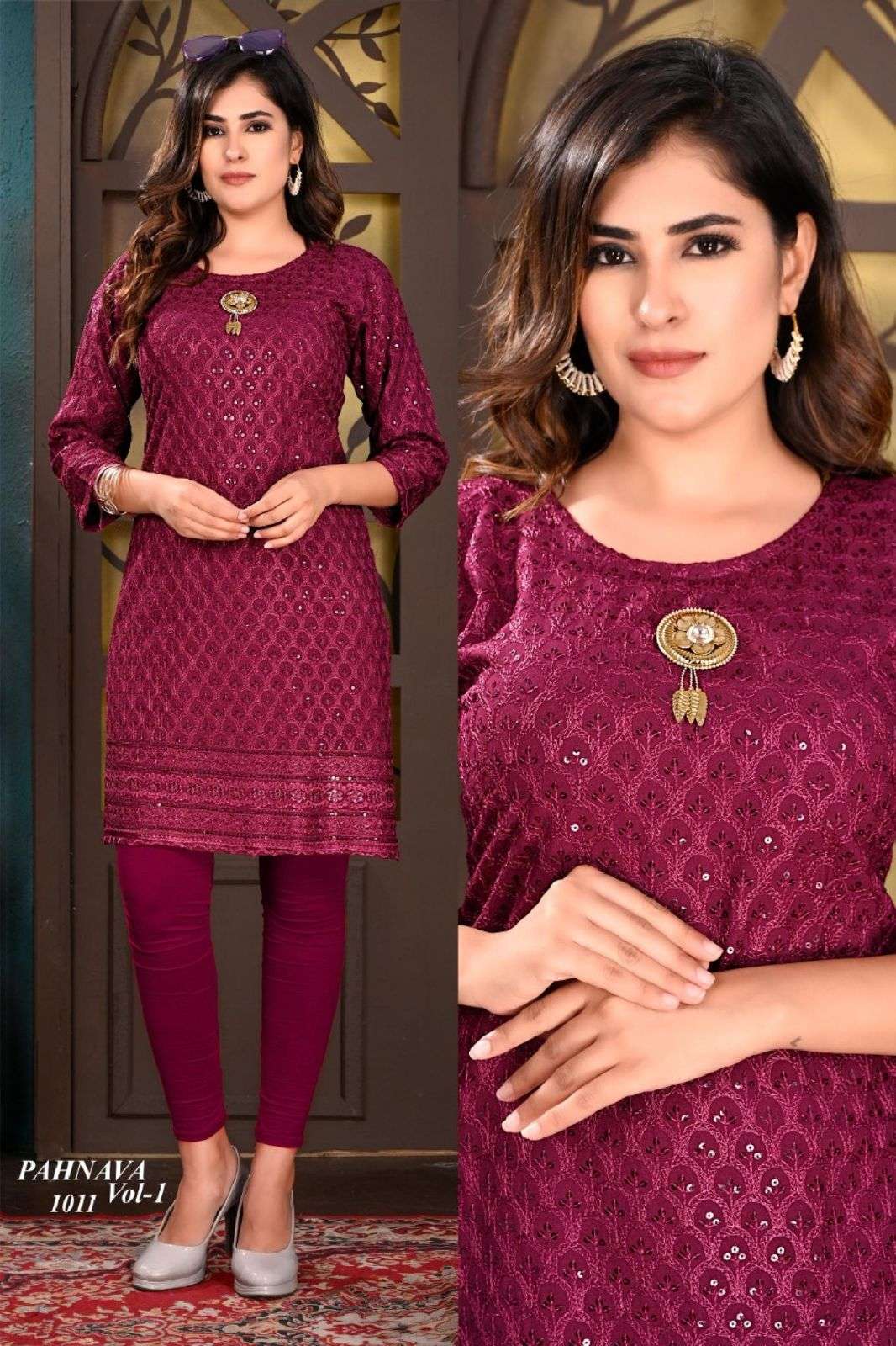 Beauty Queen Pahnava Vol 1 Catalog Rayon Designer Kurtis