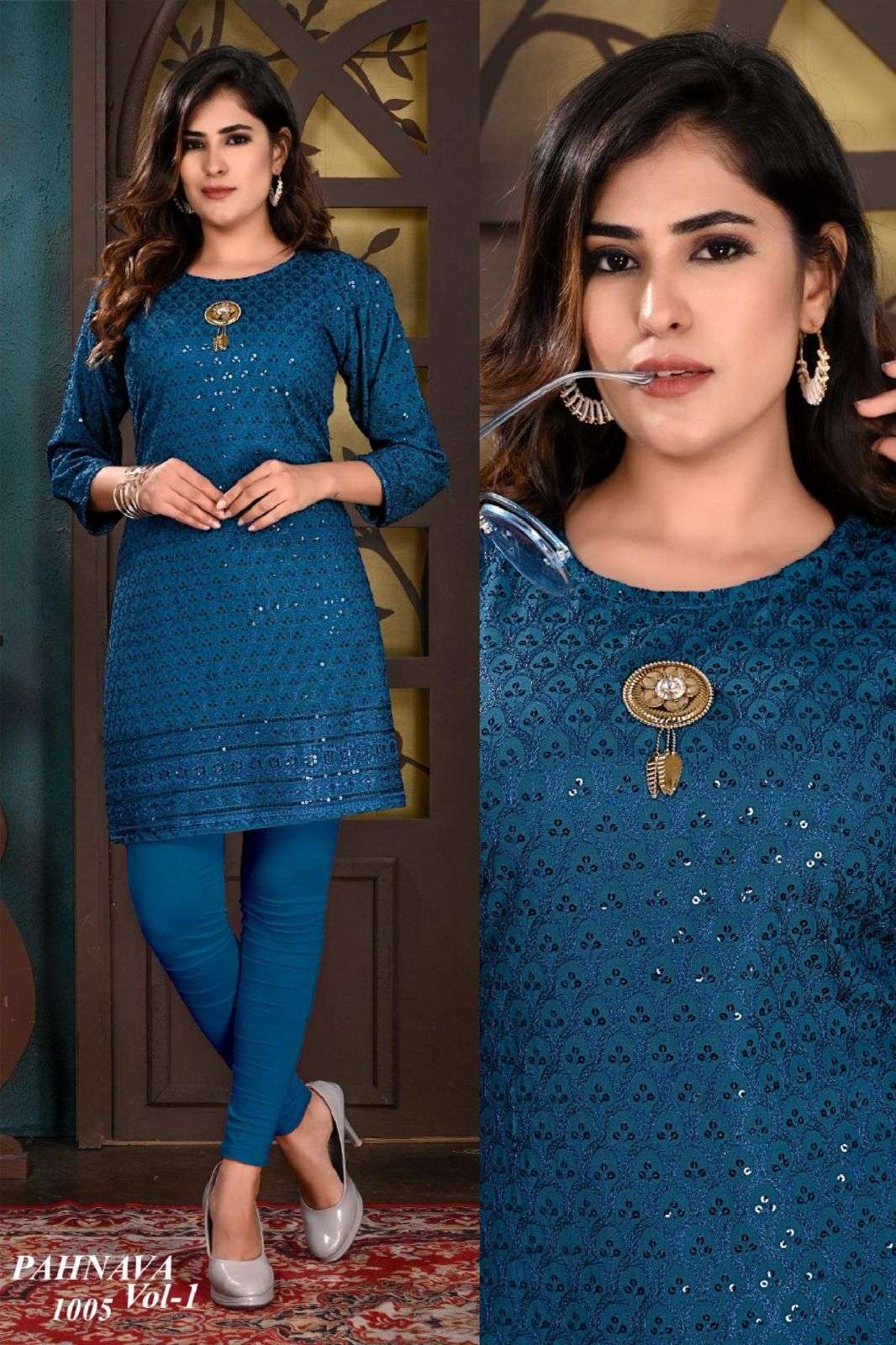 Beauty Queen Pahnava Vol 1 Catalog Rayon Designer Kurtis
