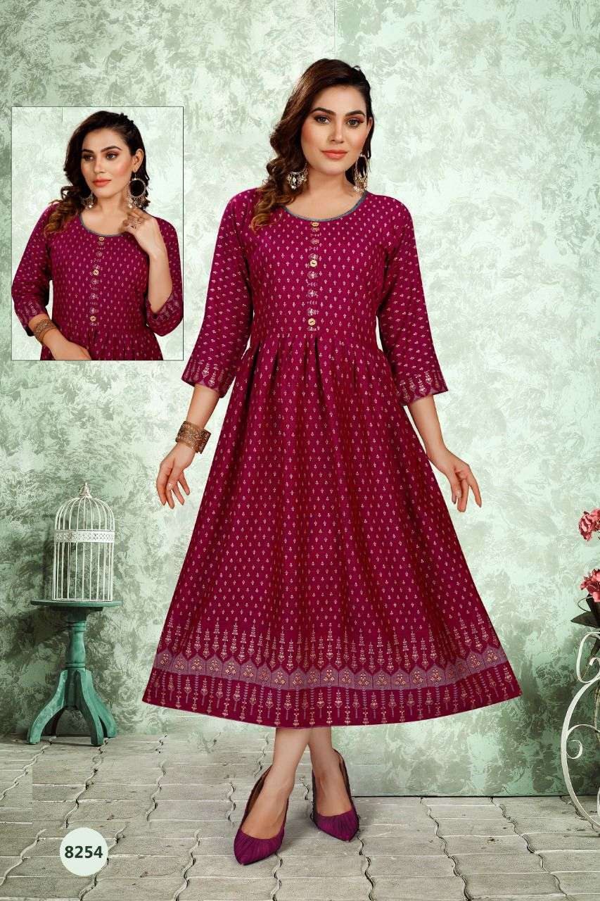 S3FOREVER - MONSOON - MAL COTTON WITH CLASSY PRINT FROCK STYLE SHORT KURTI  BY S3FOREVER BRAND WHOLESALE AND DEALER