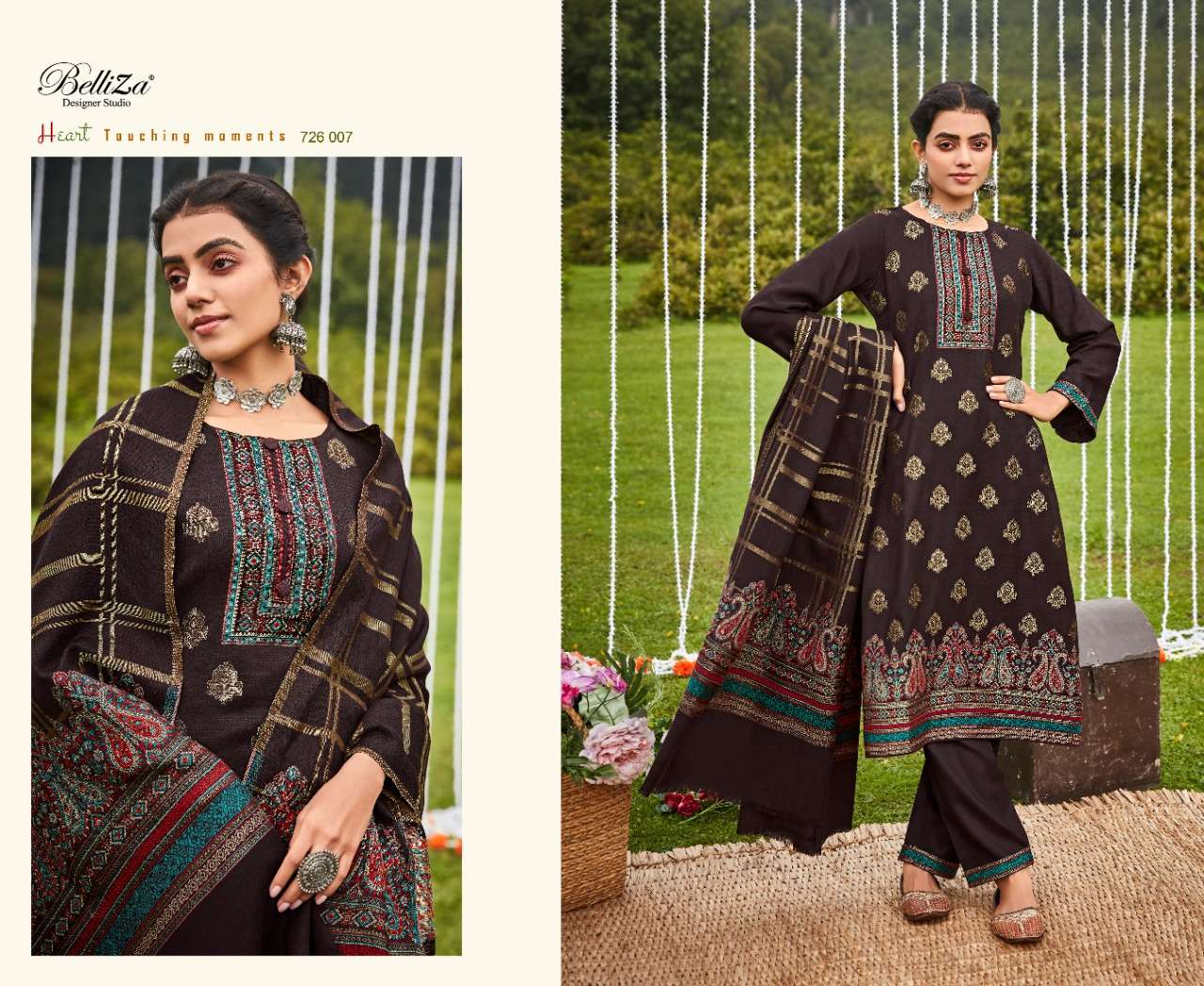 Belliza Gulbano Catalog Pashmina Kaani Weaving Jaquard Dress Materials Wholesale