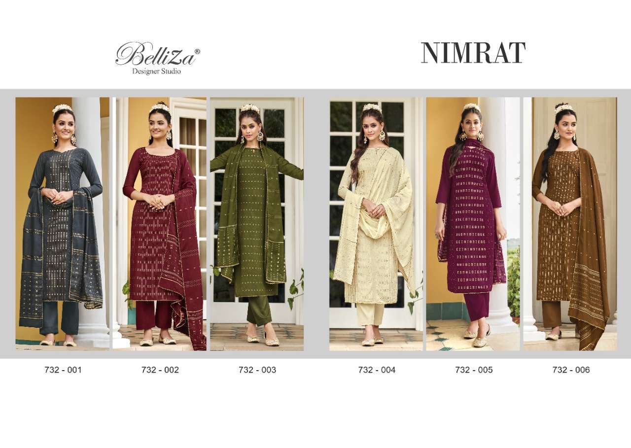 Belliza Nimrat Catalog Silk Jacquard Designer Dress Materials Wholesale
