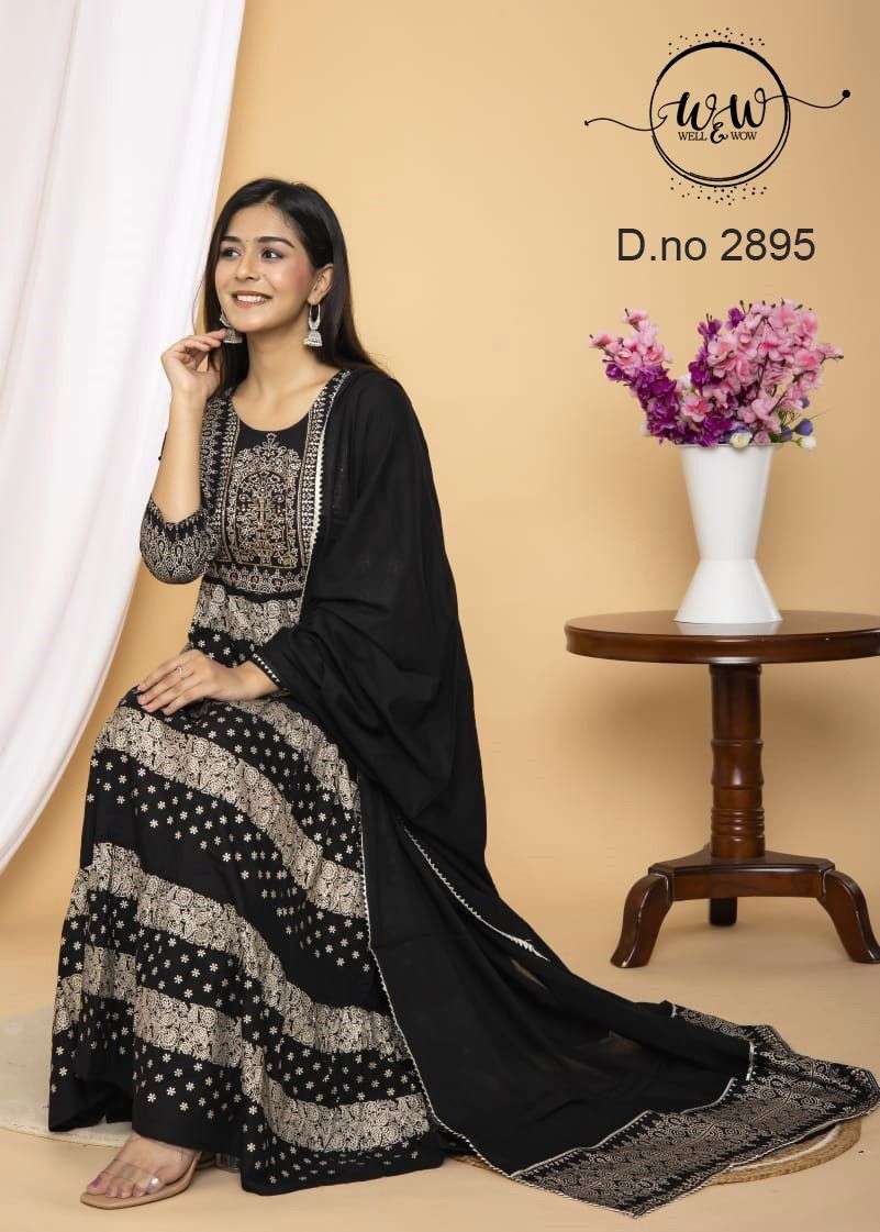 A-line Semi-stitched Women's Yellow And Black Salwar Suit With Dupatta Set,  Machine Wash at Rs 465 in Jaipur