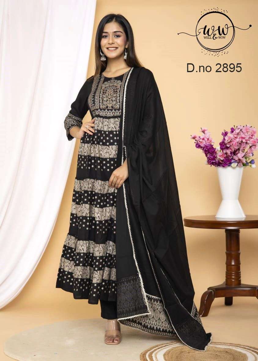 Black and Silver Combination Kurtis Pent and Dupatta