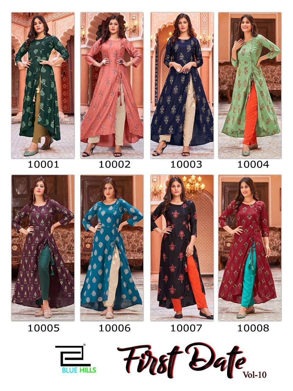Blue Hills First Date Vol 10 Catalog Rayon Designer Kurtis Wholesale