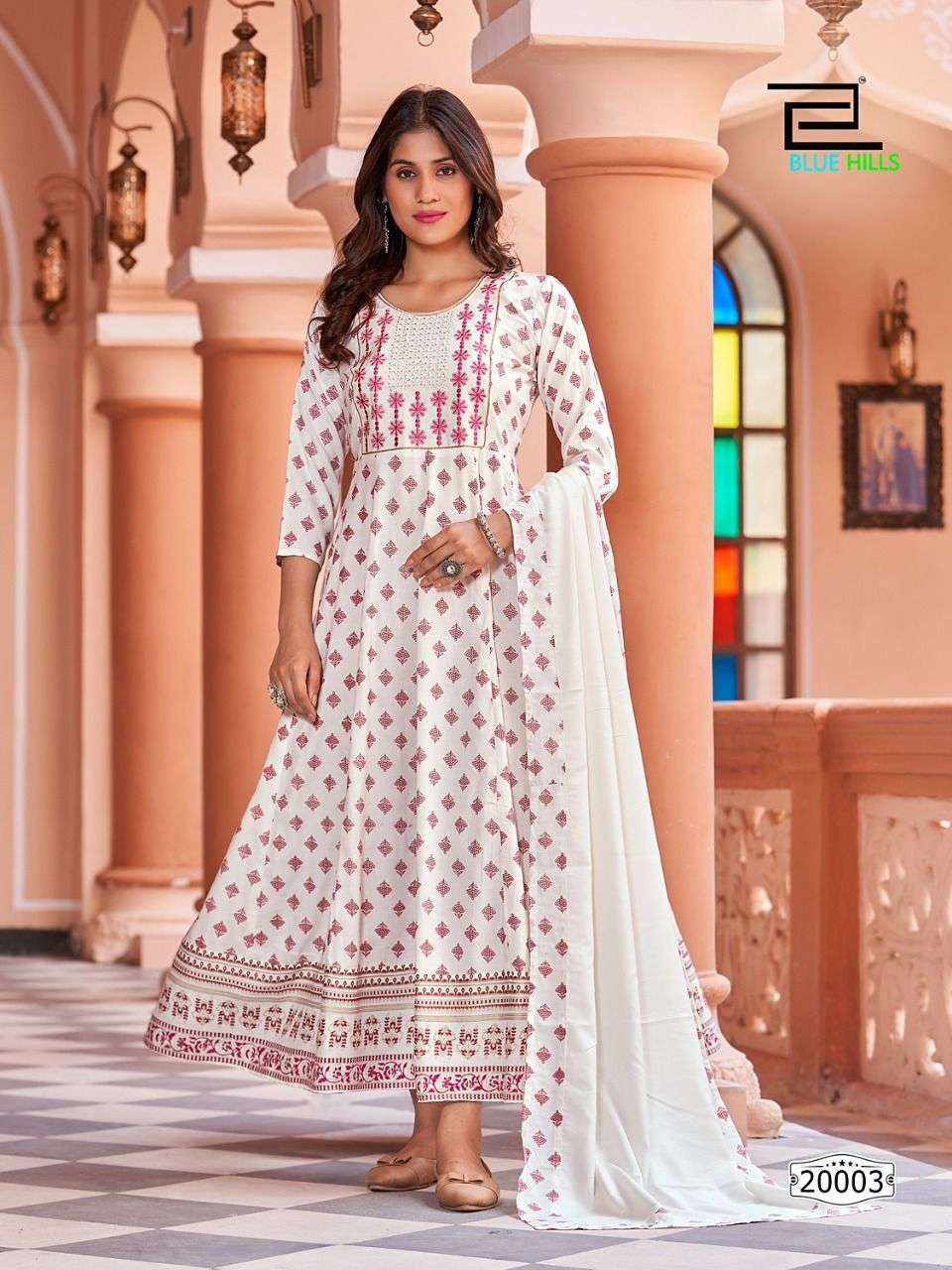 Blue Hills Glamour Vol 20 Catalog Heavy Rayon Anarkali Kurti With Dupatta Wholesale