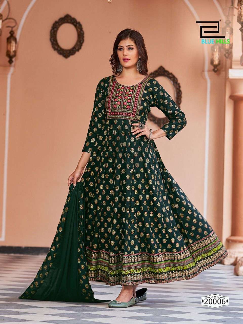 Blue Hills Glamour Vol 20 Catalog Heavy Rayon Anarkali Kurti With Dupatta Wholesale