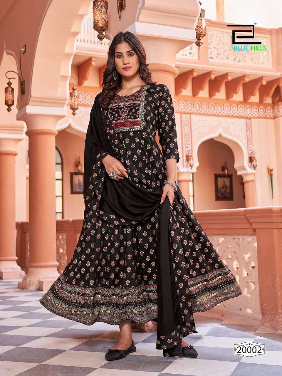Blue Hills Glamour Vol 20 Catalog Heavy Rayon Anarkali Kurti With Dupatta Wholesale