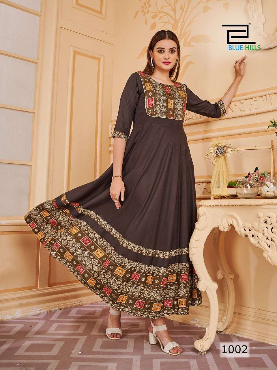 Blue Hills Princess Catalog Heavy Rayon Designer Anarkali Kurtis Wholesale