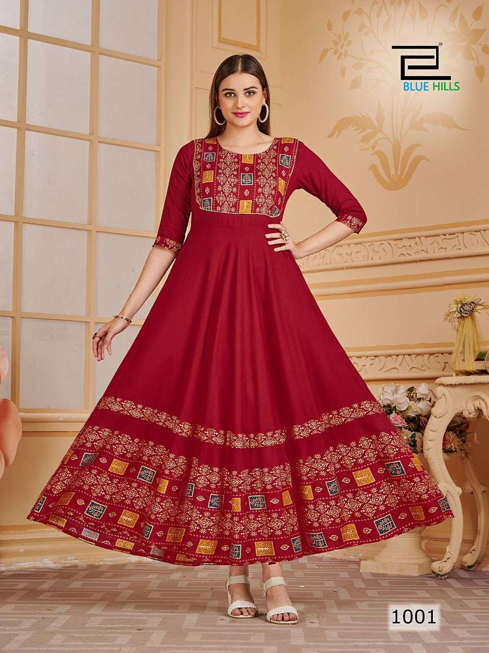 Blue Hills Princess Catalog Heavy Rayon Designer Anarkali Kurtis Wholesale