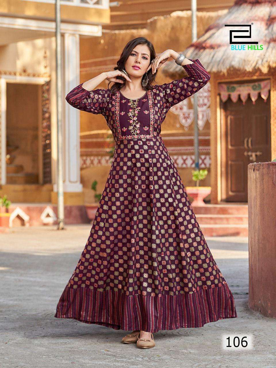 Blue Hills Sandwich Catalog Heavy Rayon Anarkali Kurtis Wholesale