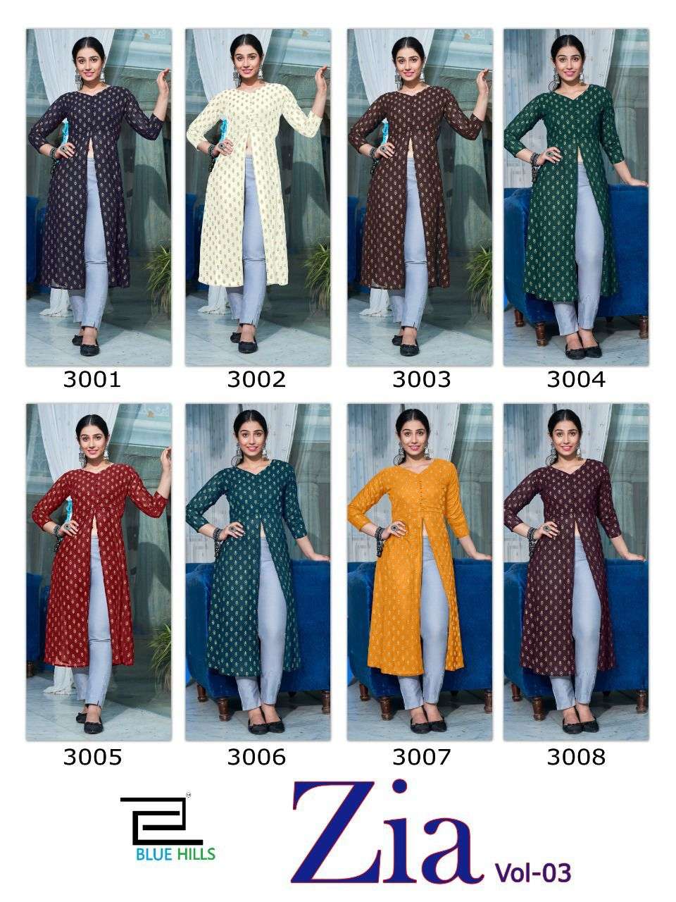 Blue Hills Zia Vol 3 Regular Wear Wholesale Georgette Kurtis