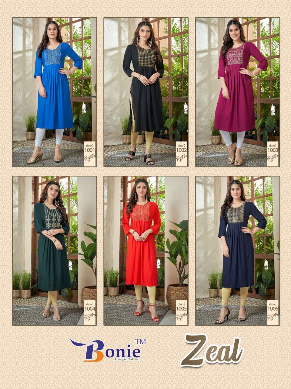 Bonie Zeal Catalog Party Wear Naira Cut Kurtis Wholesale