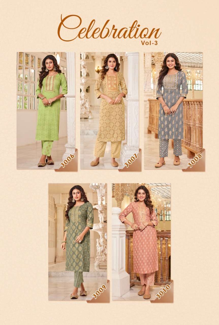 Diya Trends Celebration Vol 3 Catalog Exclusive Wear Kurti With Bottom Wholesale