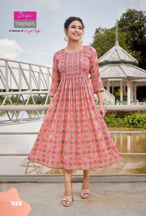 Diya Trends Colour Flair Vol 1 Catalog Fancy Wear Embroidery Wholesale Kurtis