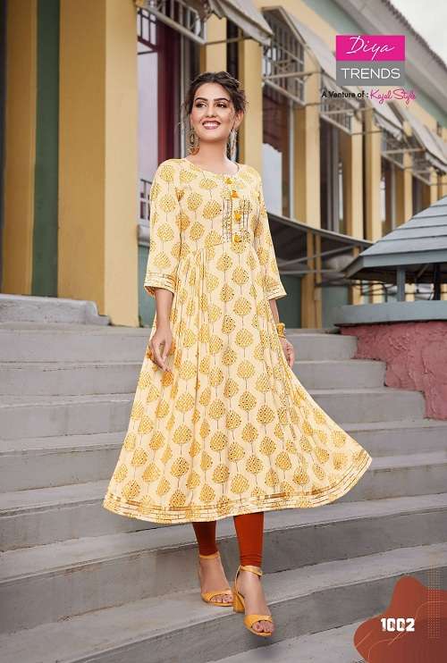 Diya Trends Colour Flair Vol 1 Catalog Fancy Wear Embroidery Wholesale Kurtis