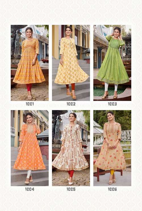 Diya Trends Colour Flair Vol 1 Catalog Fancy Wear Embroidery Wholesale Kurtis