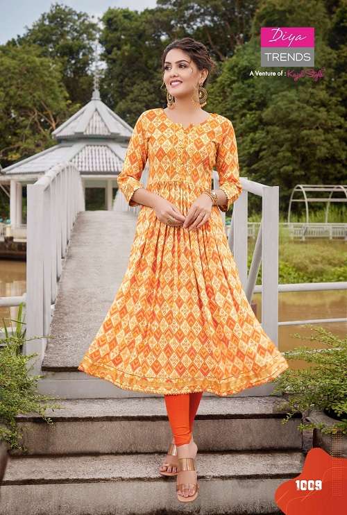 Diya Trends Colour Flair Vol 1 Catalog Fancy Wear Embroidery Wholesale Kurtis