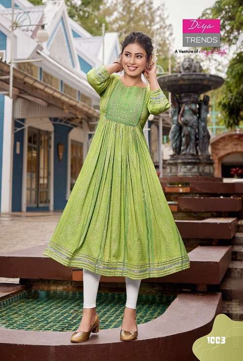 Diya Trends Colour Flair Vol 1 Catalog Fancy Wear Embroidery Wholesale Kurtis