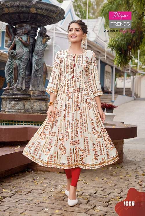 Diya Trends Colour Flair Vol 1 Catalog Fancy Wear Embroidery Wholesale Kurtis
