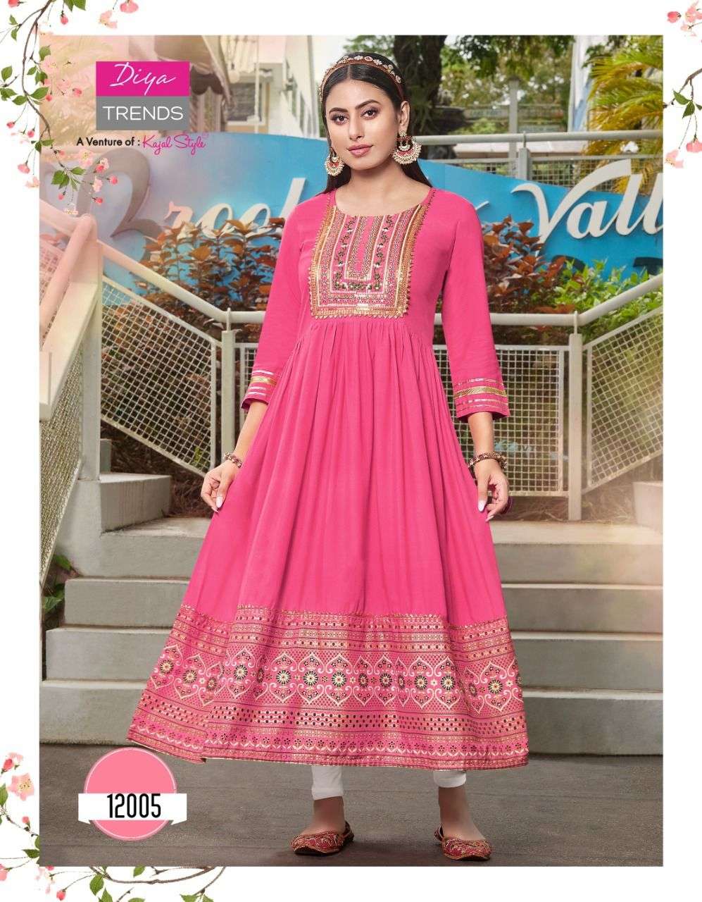 Diya Trends Ethnicity Vol 12 Catalog Rayon Long Kurtis For Women