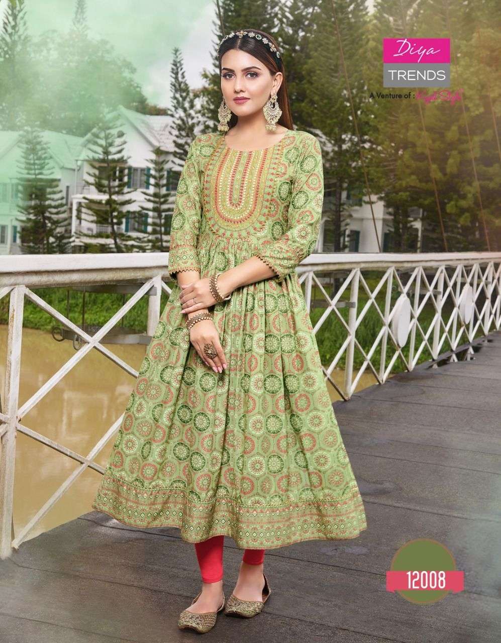 Diya Trends Ethnicity Vol 12 Catalog Rayon Long Kurtis For Women