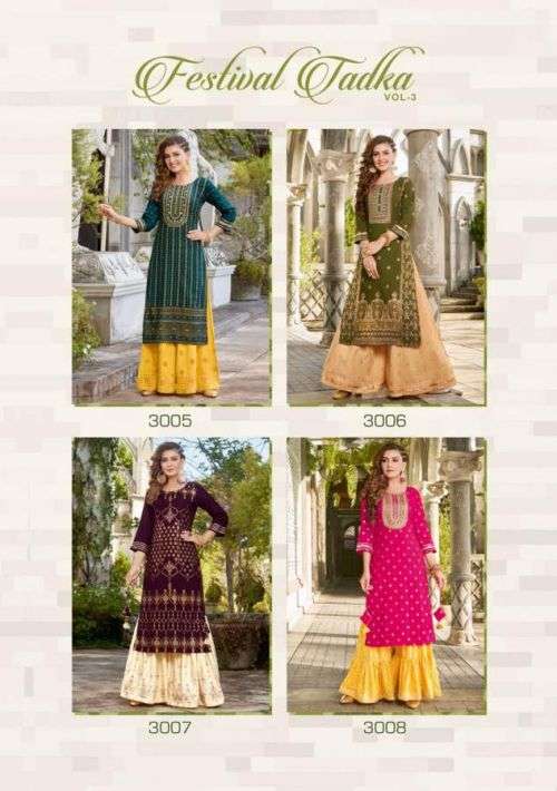 Diya Trends Festival Tadka Vol 3 Catalog Festive Wear Kurti With Sharara