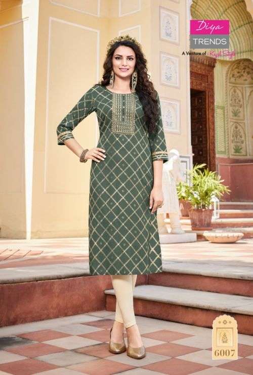 Diya Trends Victoria Vol 6 Catalog Fancy Wear Embroidery Wholesale Kurtis