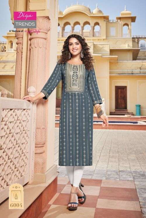Diya Trends Victoria Vol 6 Catalog Fancy Wear Embroidery Wholesale Kurtis