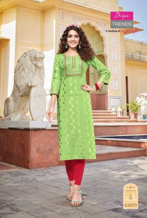 Diya Trends Victoria Vol 6 Catalog Fancy Wear Embroidery Wholesale Kurtis