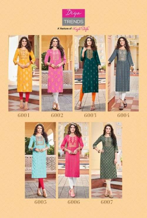 Diya Trends Victoria Vol 6 Catalog Fancy Wear Embroidery Wholesale Kurtis