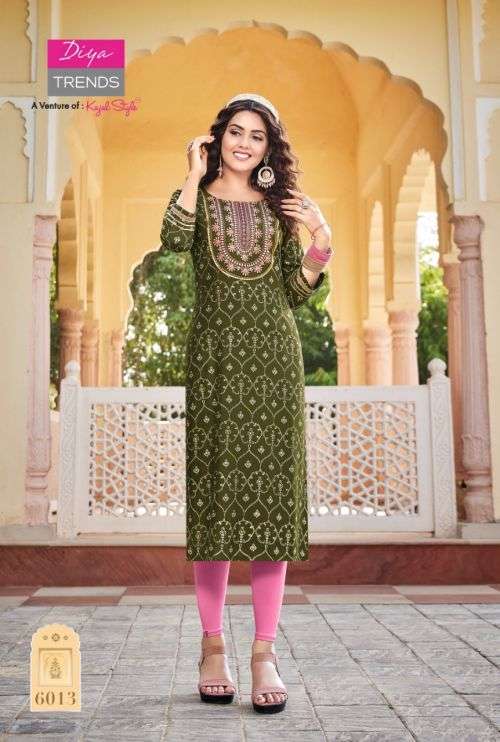 Diya Trends Victoria Vol 6 Catalog Fancy Wear Embroidery Wholesale Kurtis