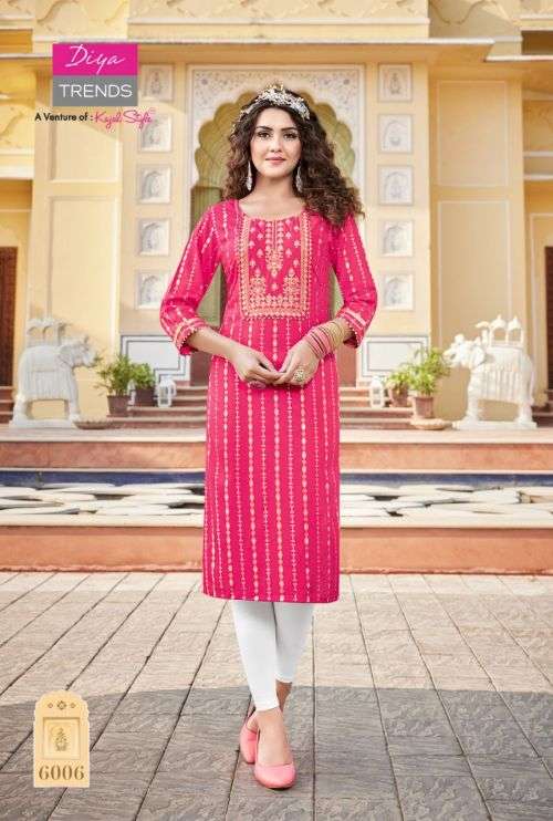 Diya Trends Victoria Vol 6 Catalog Fancy Wear Embroidery Wholesale Kurtis