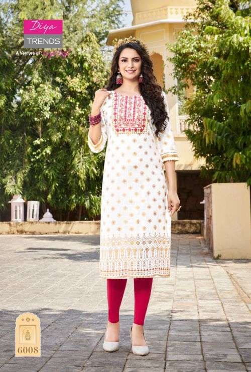 Diya Trends Victoria Vol 6 Catalog Fancy Wear Embroidery Wholesale Kurtis