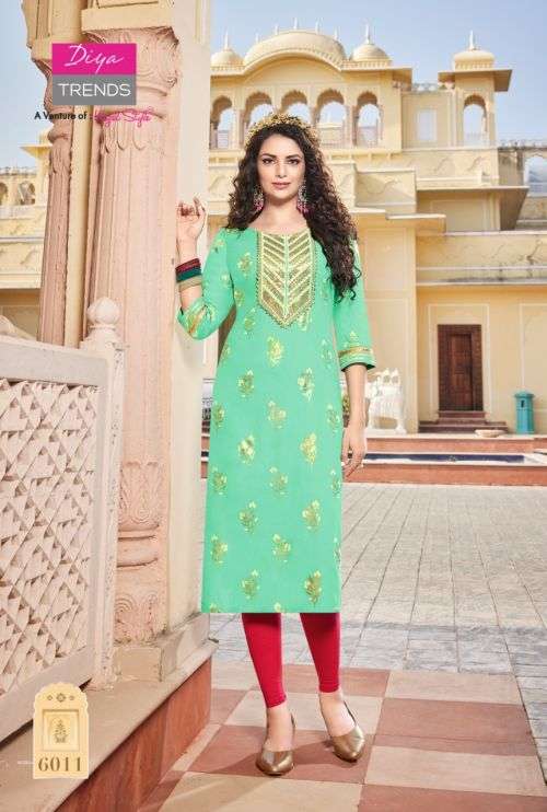 Diya Trends Victoria Vol 6 Catalog Fancy Wear Embroidery Wholesale Kurtis