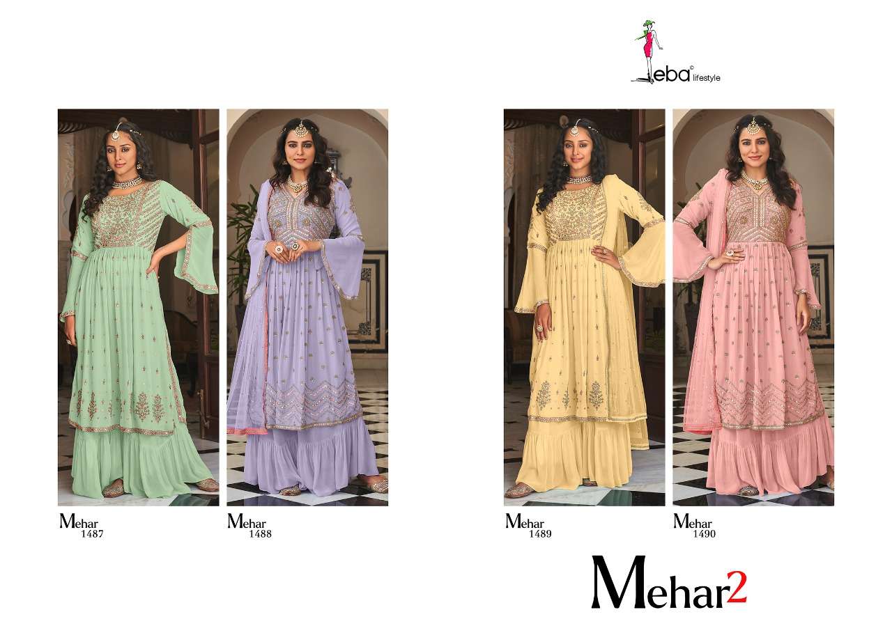Eba Mehar Vol 2 Catalog Georgette With Embroidery Work Salwar Suits Wholesale