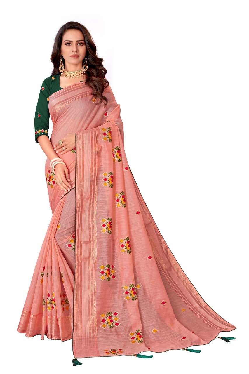 English Color Embroidery Party Wear sarees