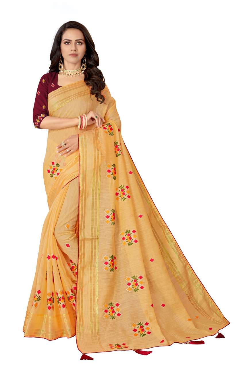 English Color Embroidery Party Wear sarees