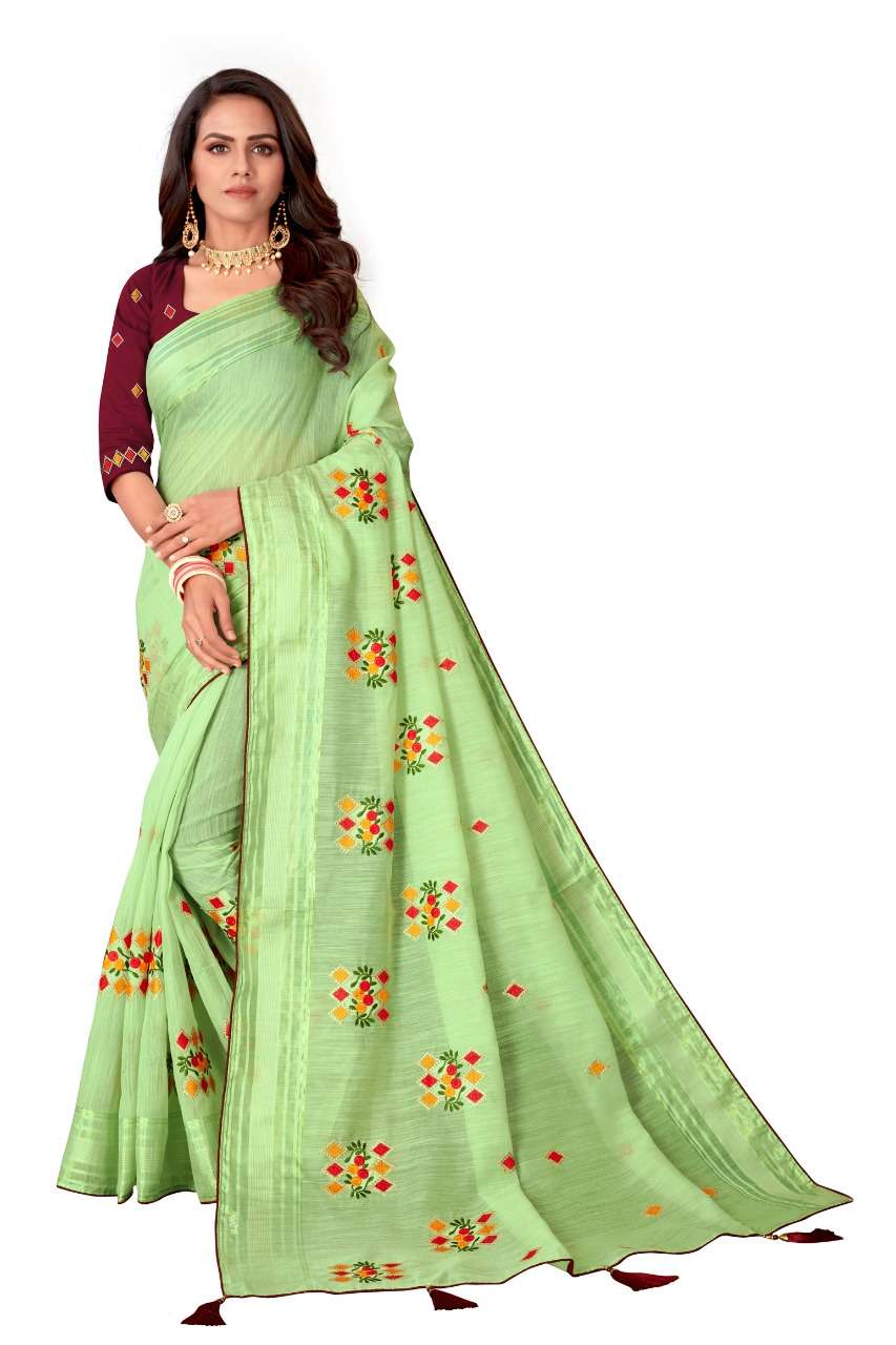 English Color Embroidery Party Wear sarees