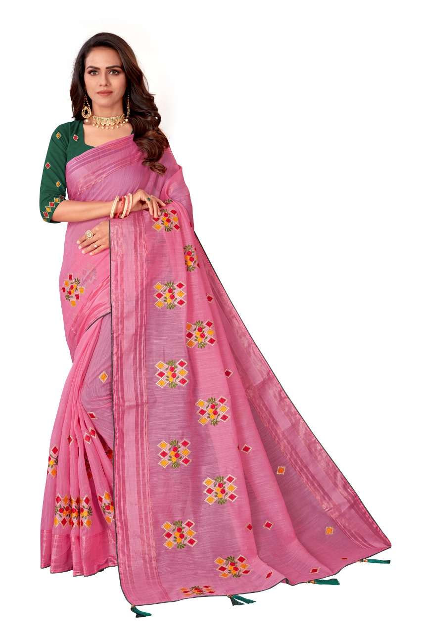 English Color Embroidery Party Wear sarees