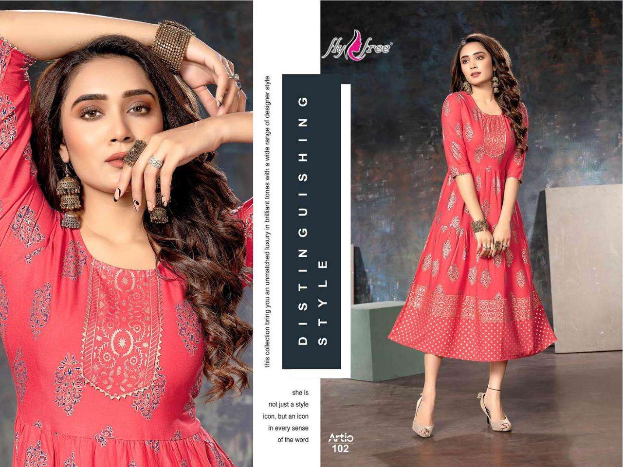 Fly Free Artio Catalog Ethnic Wear Anarkali Kurtis Wholesale