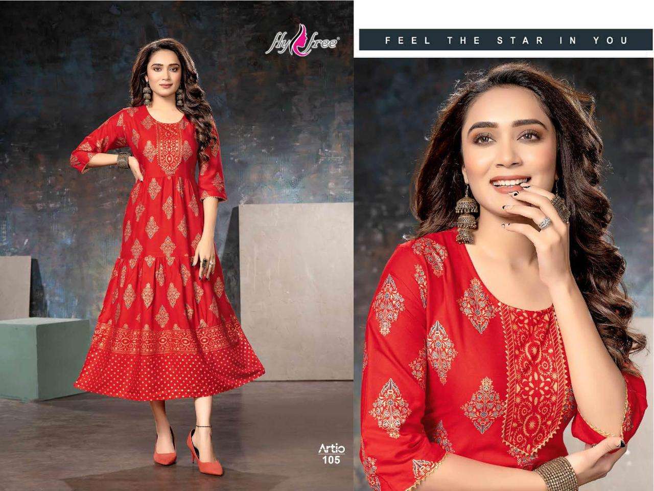 Fly Free Artio Catalog Ethnic Wear Anarkali Kurtis Wholesale