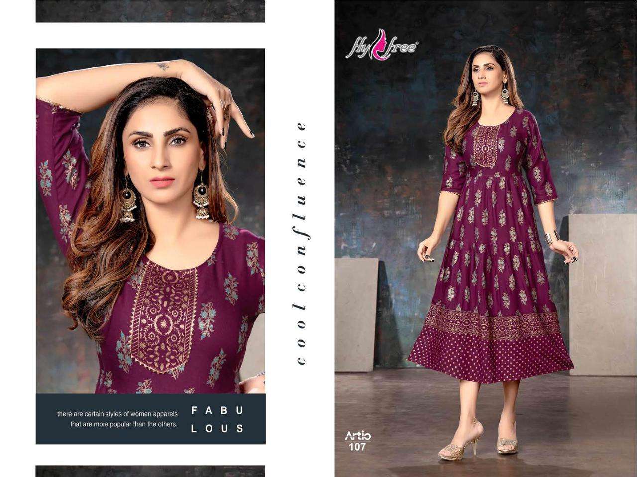Fly Free Artio Catalog Ethnic Wear Anarkali Kurtis Wholesale