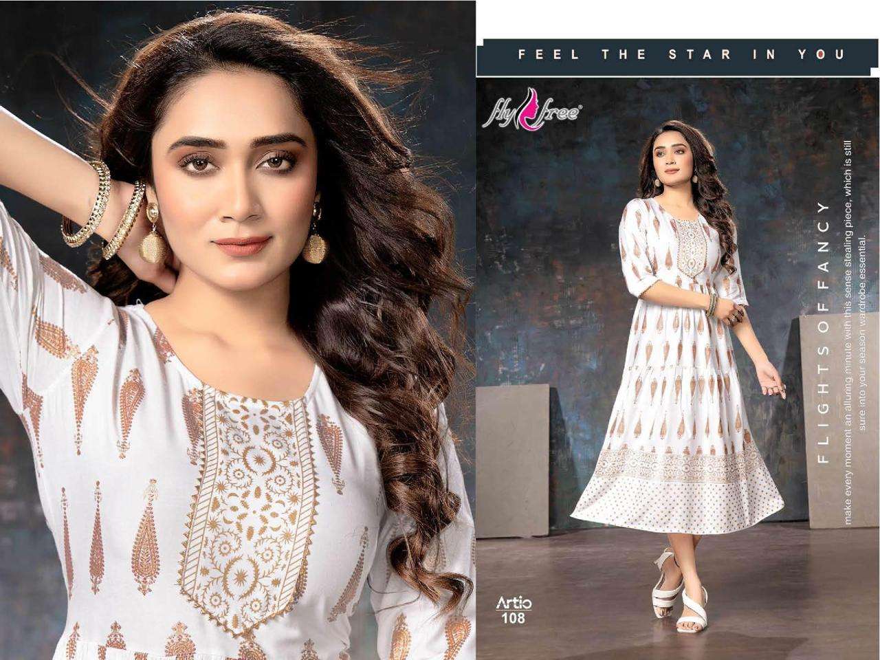 Fly Free Artio Catalog Ethnic Wear Anarkali Kurtis Wholesale