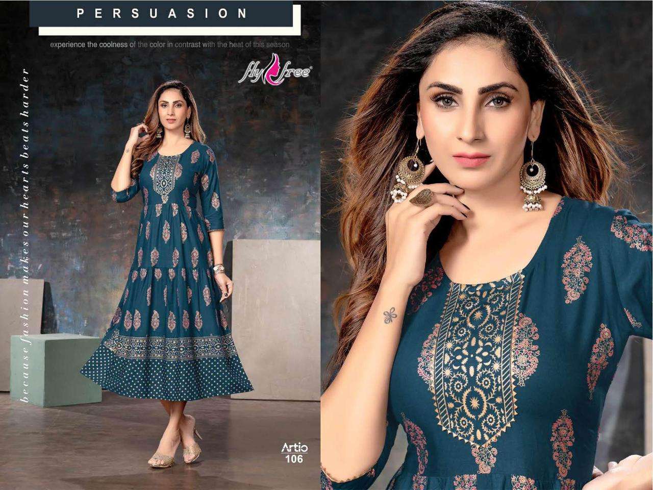 Fly Free Artio Catalog Ethnic Wear Anarkali Kurtis Wholesale